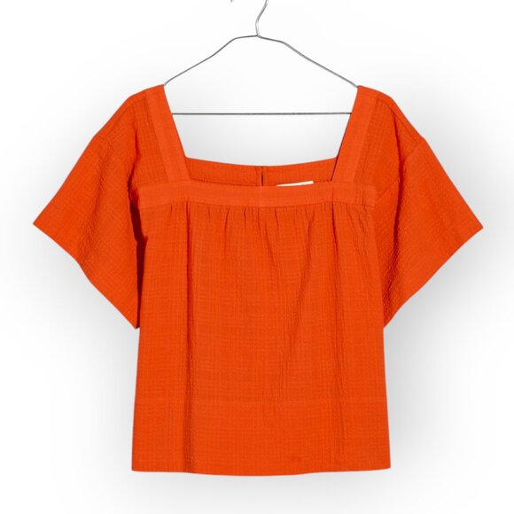 Madewell **Windowpane Square Neck** Top Medium **Cotton Blend** - Picture 2 of 13